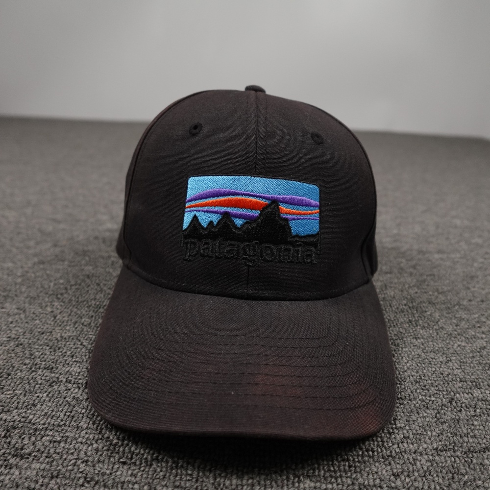 Patagonia Hat Cap Snap Back Mens One Size Black Canvas Baseball Outdoor Logo